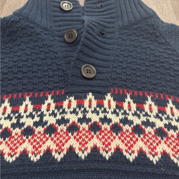 Classic New Caro Navy Sweater with Nordic Pattern - Picture 2 of 6